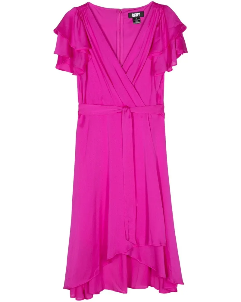 DKNY Midikleid mit Rüschendetail - Rosa Rosa