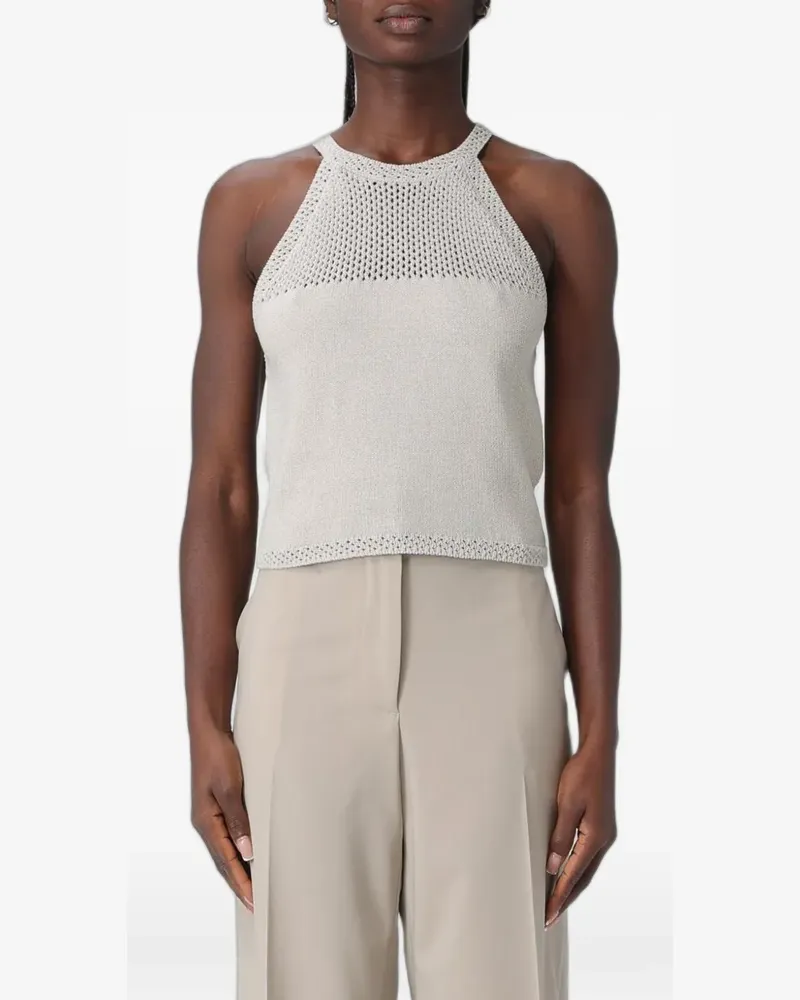 Emporio Armani halterneck open-knit top - Grau Grau