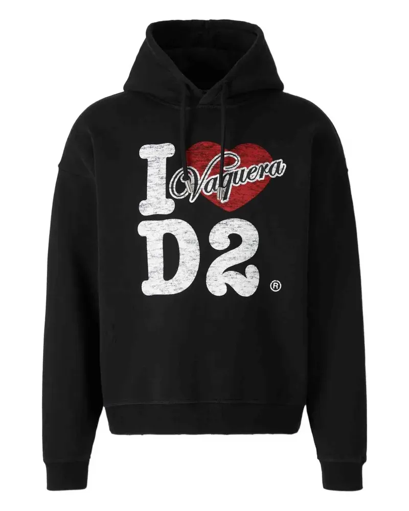 Dsquared2 logo-print cotton hoodie - Schwarz Schwarz
