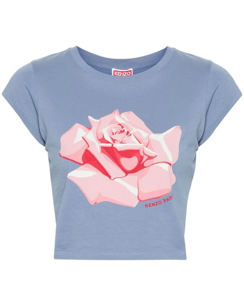Kenzo Rose Cropped-T-Shirt - Blau Blau
