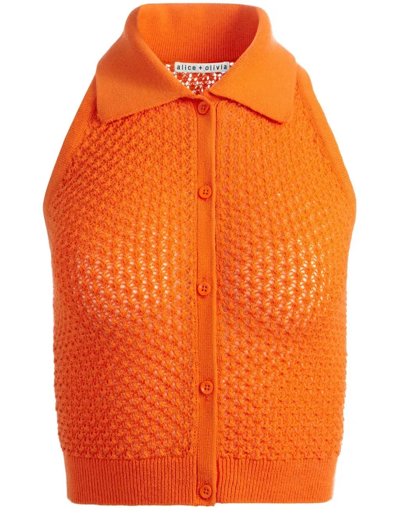 Alice + Olivia Miles Häkeloberteil mit Spreizkragen - Orange Orange