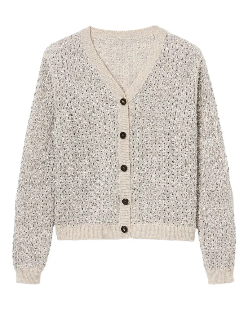 Lafayette148 Geknöpfter Cardigan mit Metallic-Detail - Nude Nude