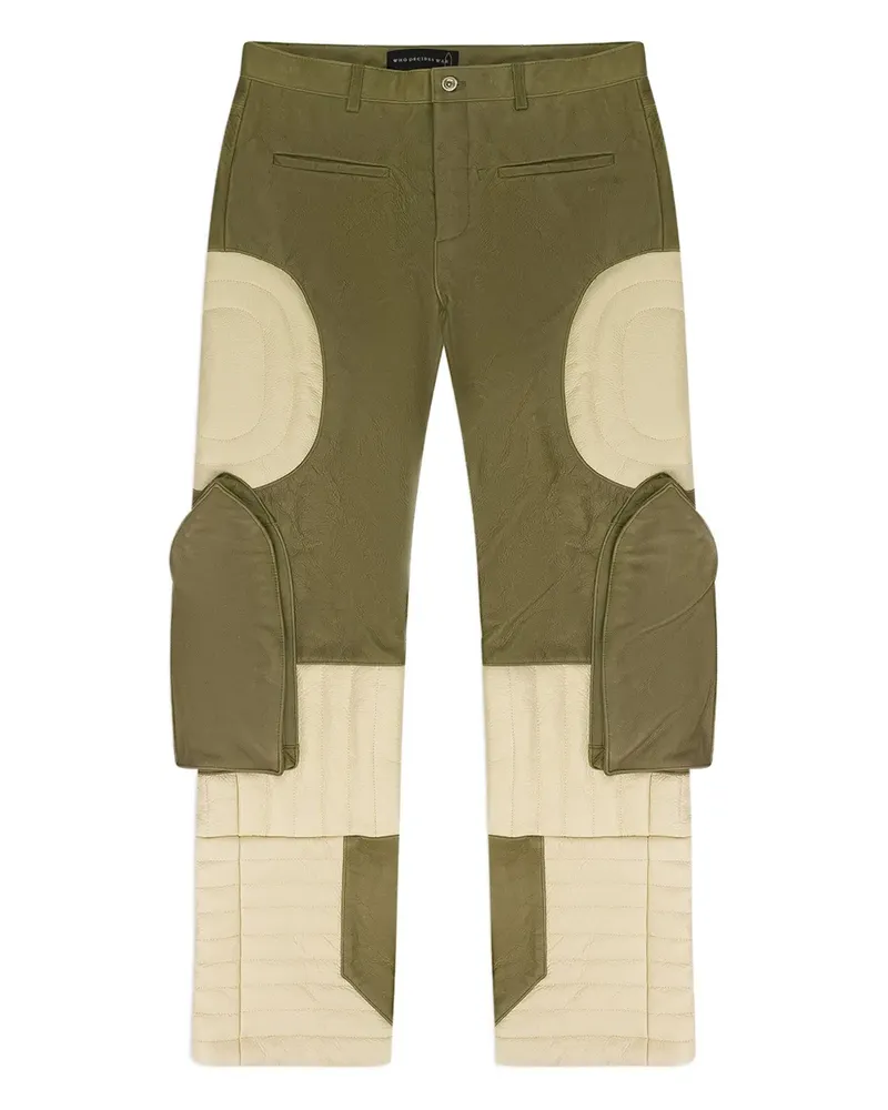WHO DECIDES WAR raised window leather trousers - Grün Grün
