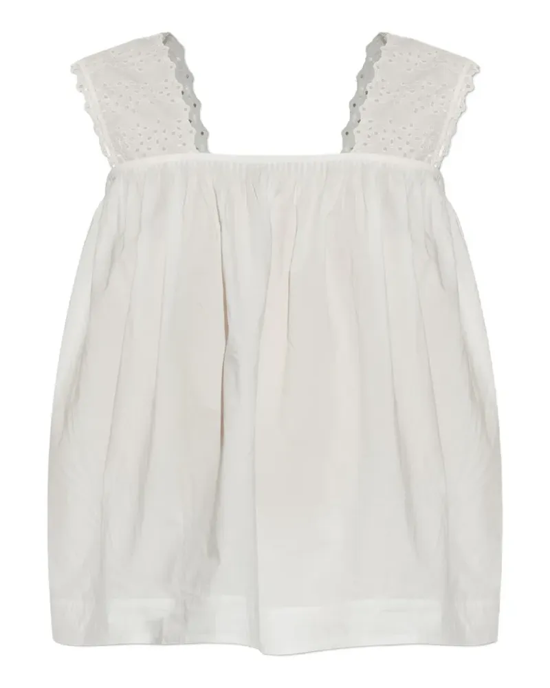 Posse Harriet Bluse mit Lochstickerei - Weiß Weiß