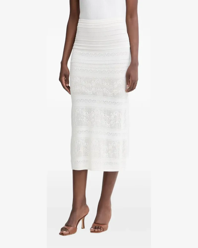 Twin-Set pointelle-knit pencil midi skirt - Weiß Weiß