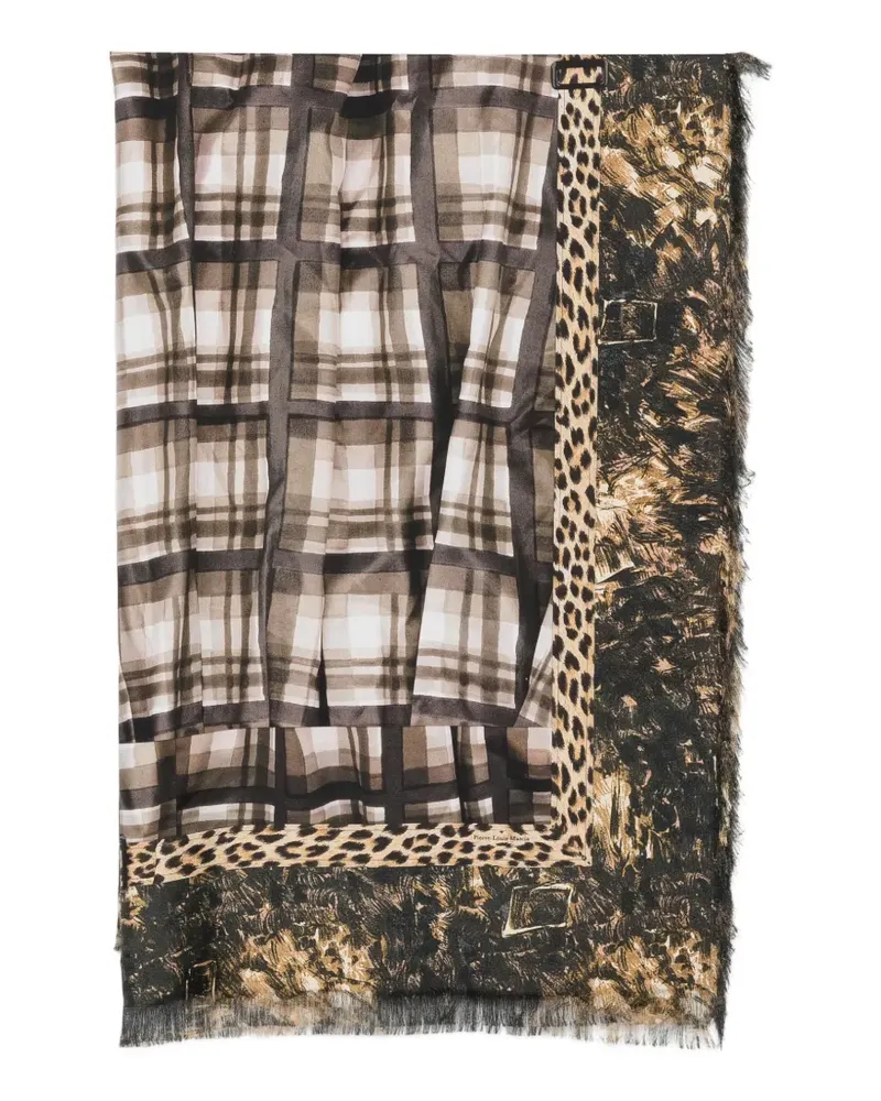 Pierre-Louis Mascia checked leopard-print scarf - Braun Braun