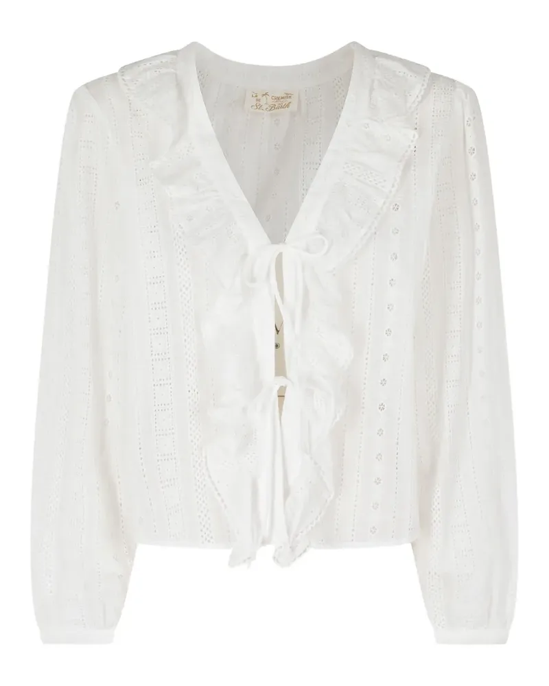 MC2 Saint Barth broderie-anglaise ruffled blouse - Weiß Weiß