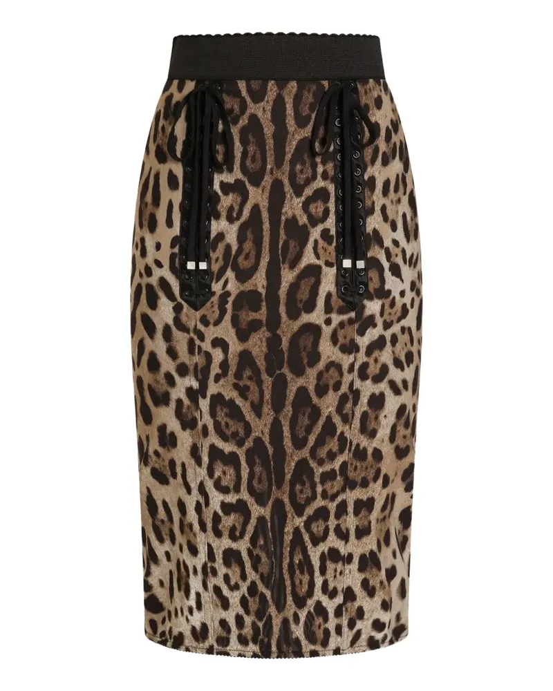 Dolce & Gabbana leo-print fabric skirt - Nude Nude