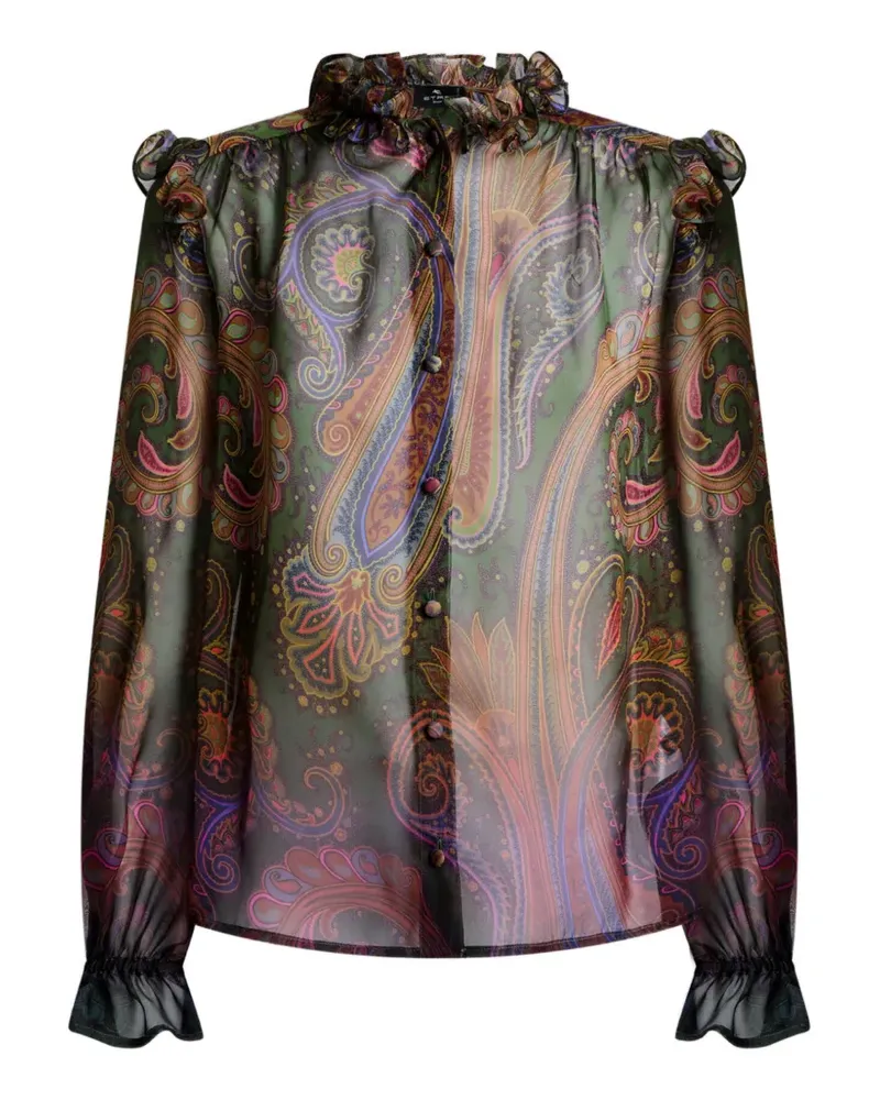 Etro Seidenhemd mit grafischem Paisley-Print - Grün Grün
