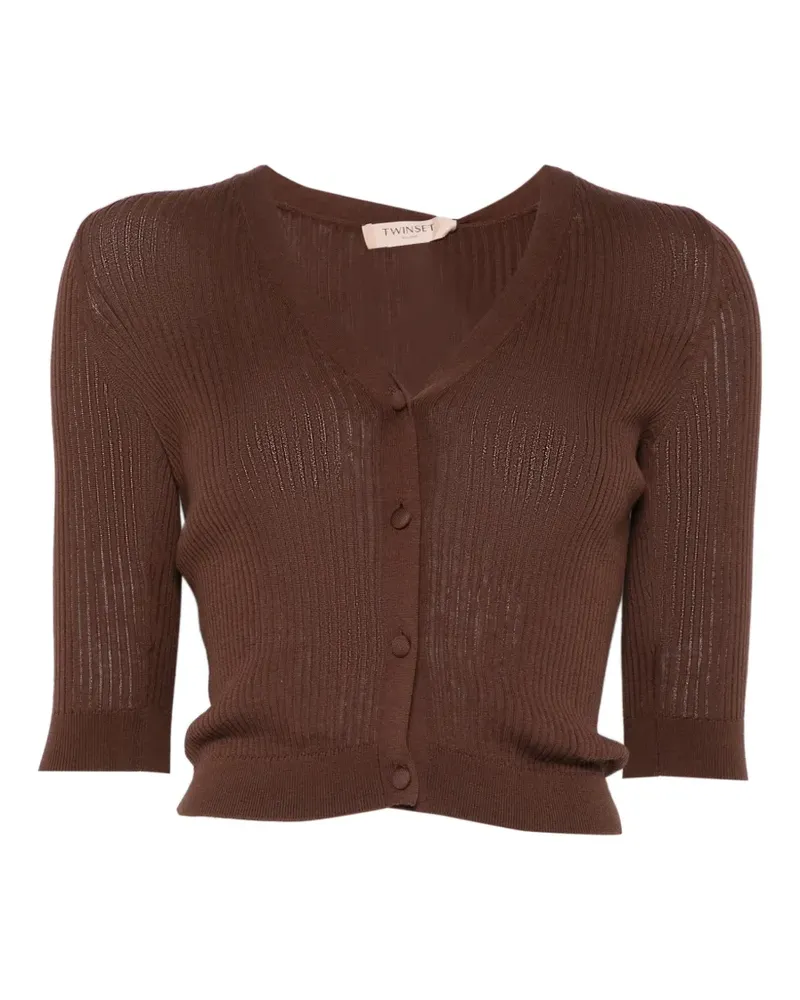Twin-Set V-neck ribbed cardigan - Braun Braun