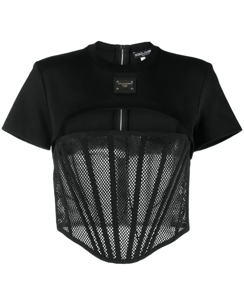 Dolce & Gabbana Cropped-Top mit Logo - Schwarz Schwarz
