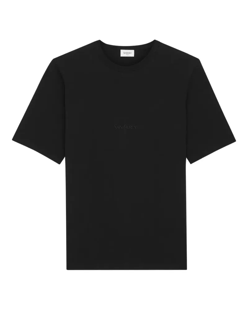 Saint Laurent logo-embroidery T-shirt - Schwarz Schwarz