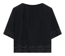 Bestickte Marian Leinenbluse - Schwarz