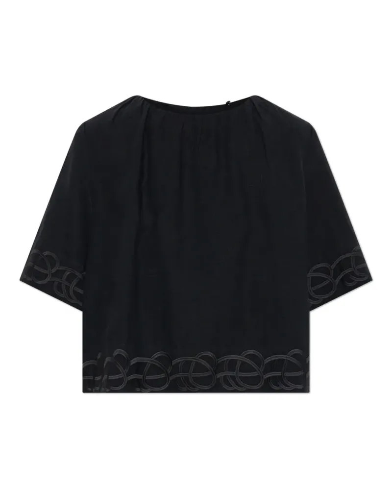 By Malene Birger Bestickte Marian Leinenbluse - Schwarz Schwarz