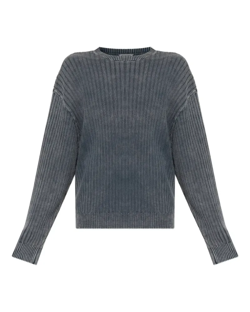 Balenciaga Gerippter Strickpullover mit Logo-Print - Grau Grau