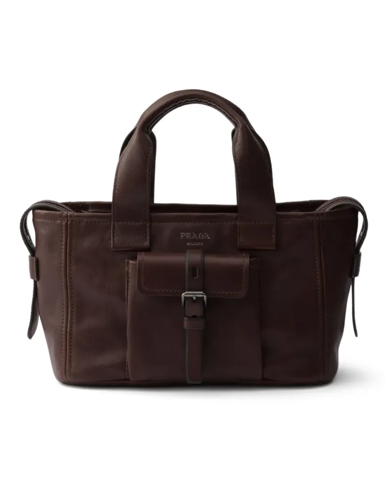 Prada Route medium leather tote bag - Braun Braun