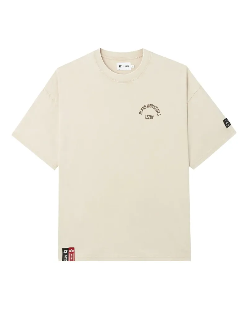 Izzue logo-print cotton T-shirt - Nude Nude