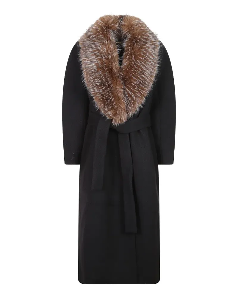 Zimmermann Valiant fur-trim belted coat - Schwarz Schwarz