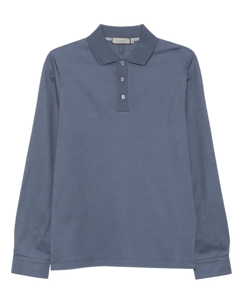 Canali Langärmeliges Poloshirt - Blau Blau