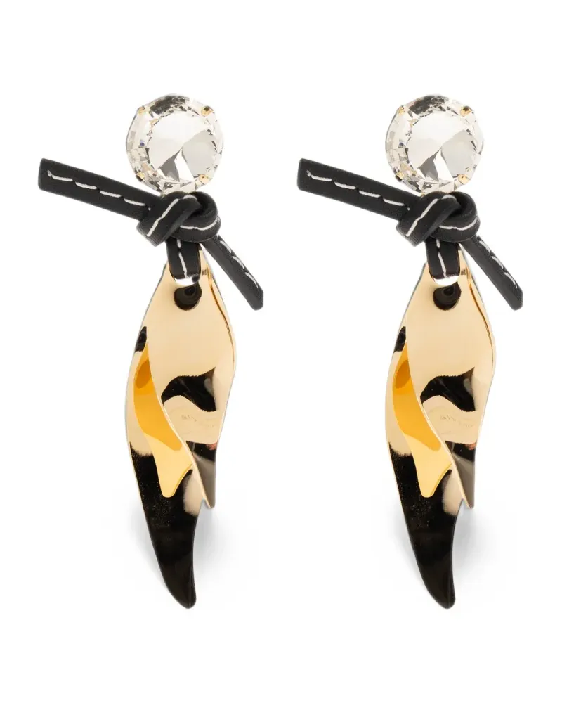 Marni Ohrringe in Blattform mit Kristallen - Gold Gold