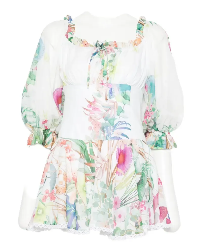 Charo Ruiz floral-print mini dress - Weiß Weiß