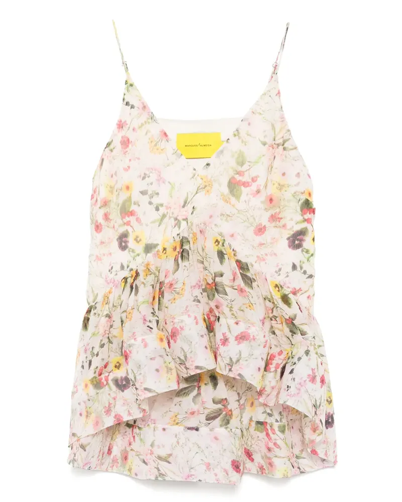 Marques ' Almeida Chiffonoberteil mit Print - Weiß Weiß