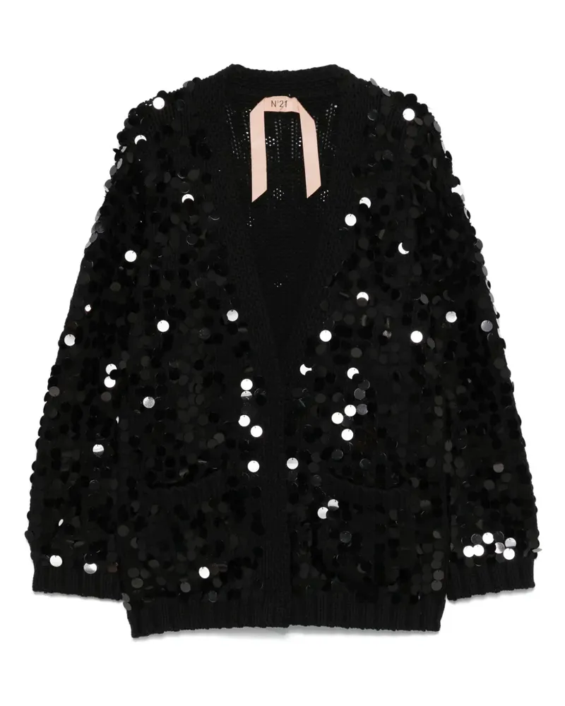 N° 21 Cardigan mit Pailletten - Schwarz Schwarz