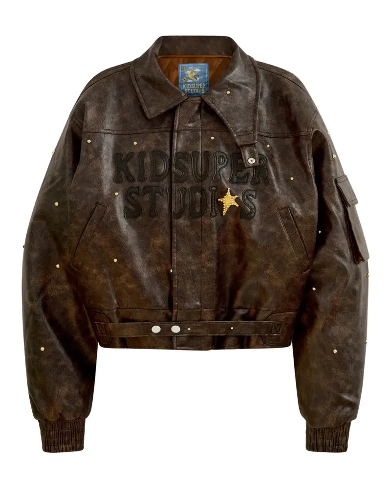 KidSuper appliqued studded jacket - Braun Braun