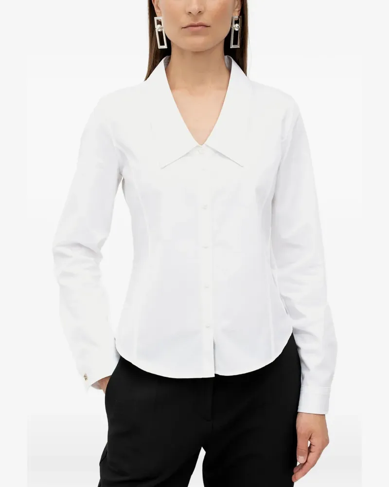HUGO BOSS pointed-collar logo-plaque shirt - Weiß Weiß
