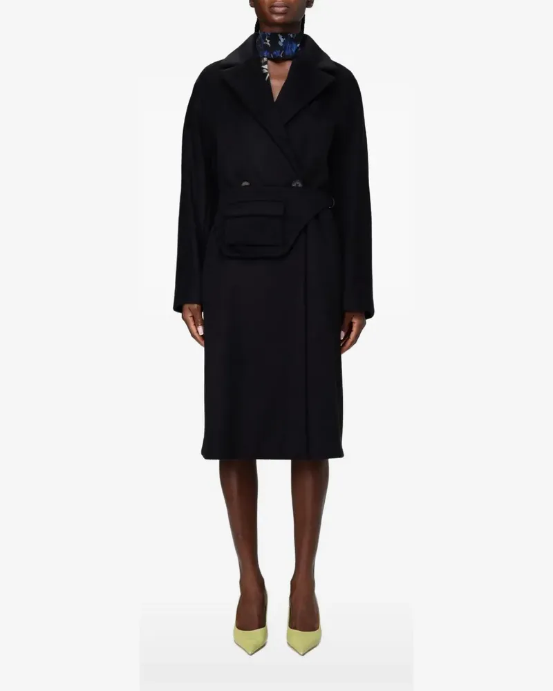 Hanita belted notch-lapel coat - Schwarz Schwarz