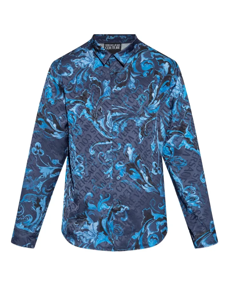 Versace Jeans Hemd mit Barock-Print - Blau Blau