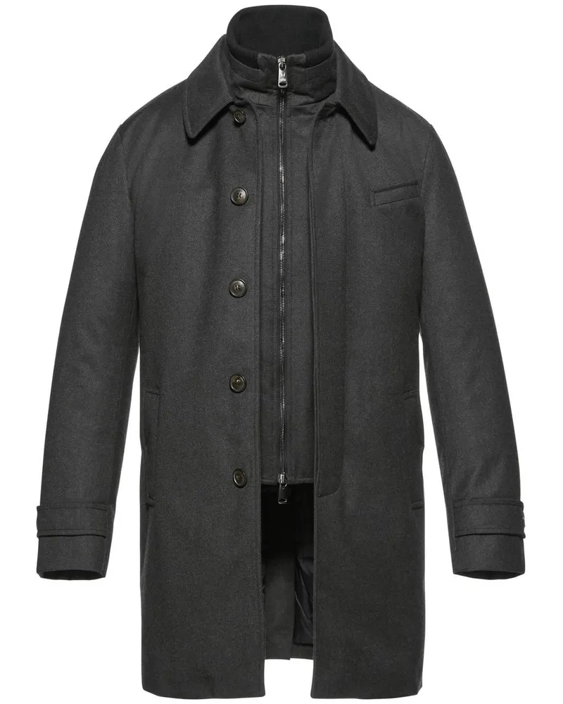 Norwegian Wool Mantel im Layering-Look - Grau Grau