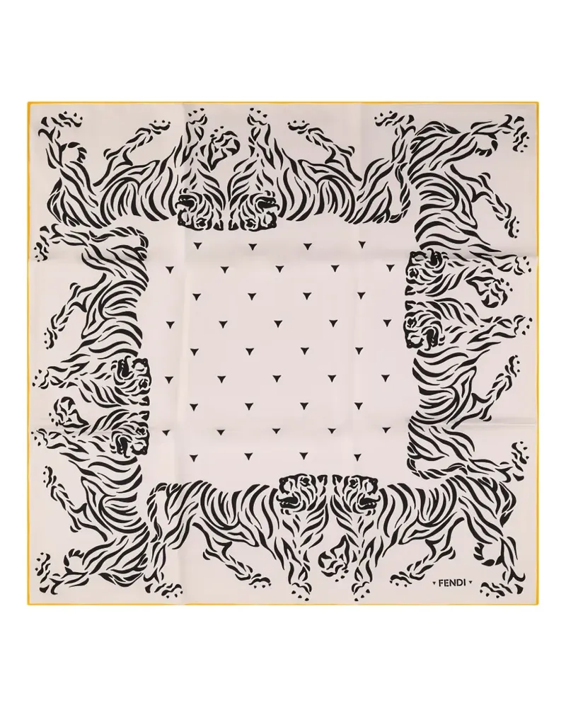 Fendi Seidenschal mit Tiger-Print - Nude Nude