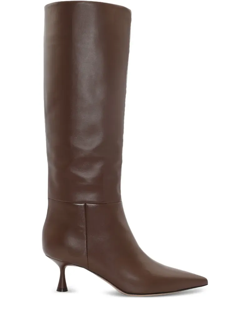 Gianvito Rossi Kniehohe Joyce Stiefel mit spitzer Kappe 55mm - Braun Braun
