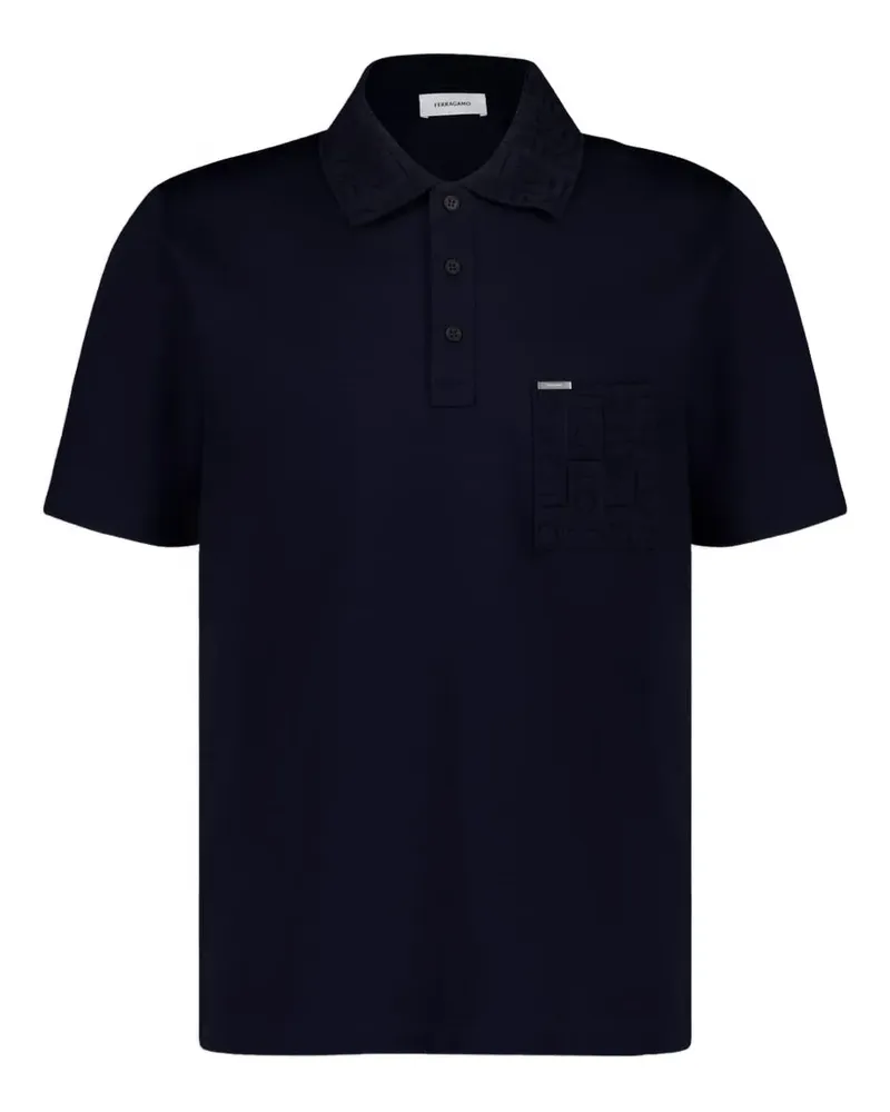 Ferragamo Poloshirt mit geprägtem Kragen - Schwarz Schwarz