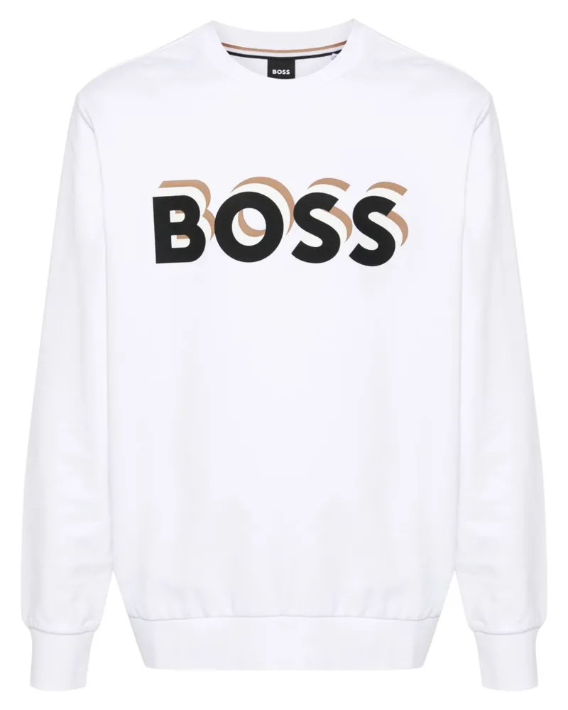 HUGO BOSS Sweatshirt mit Logo-Print - Weiß Weiß