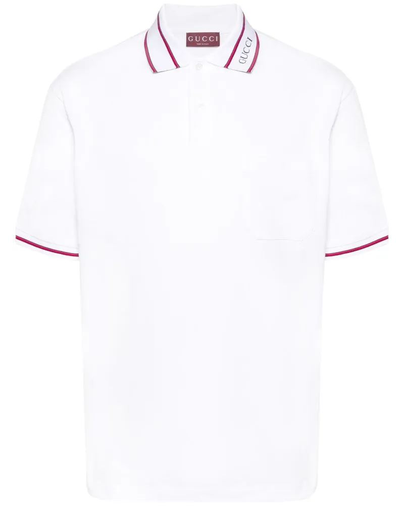 Gucci Poloshirt mit Logo-Kragen White