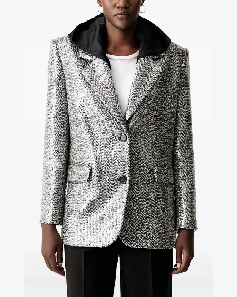 Pinko sequin-embellished herringbone blazer - Silber Silber