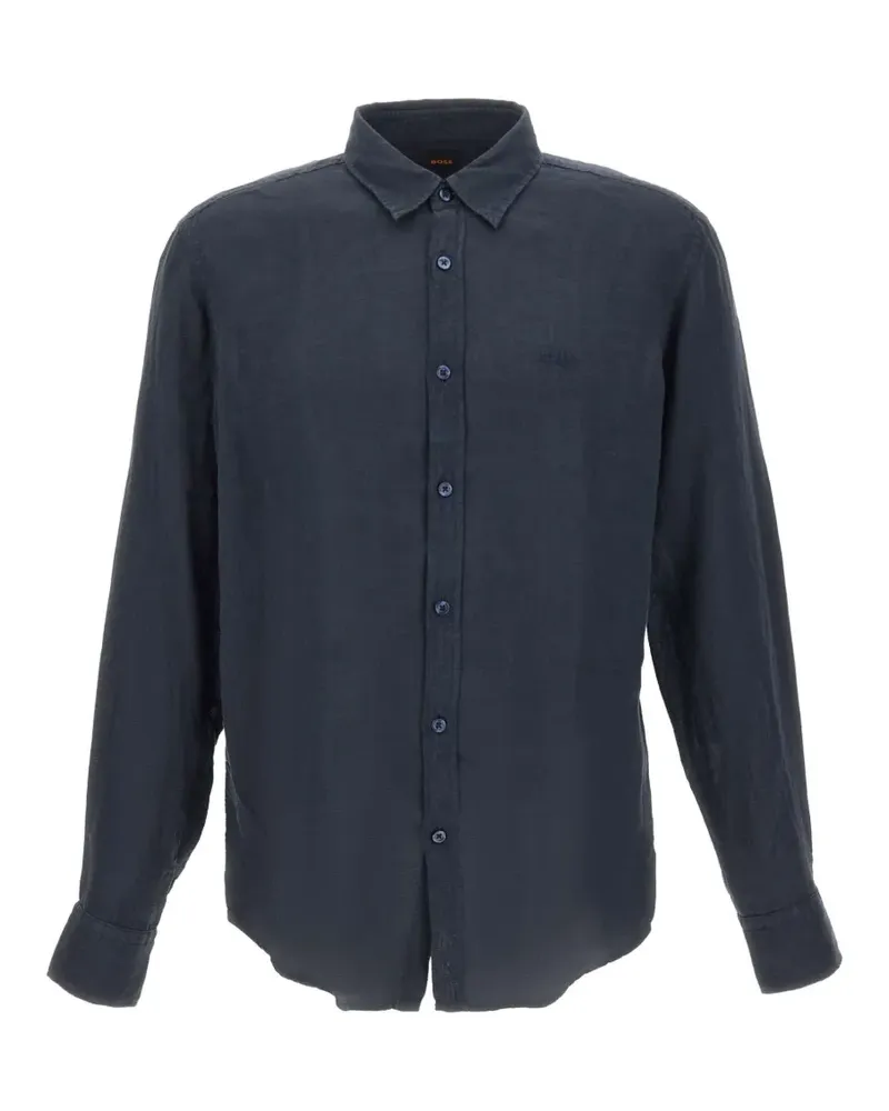 HUGO BOSS regular-fit shirt in linen - Blau Blau