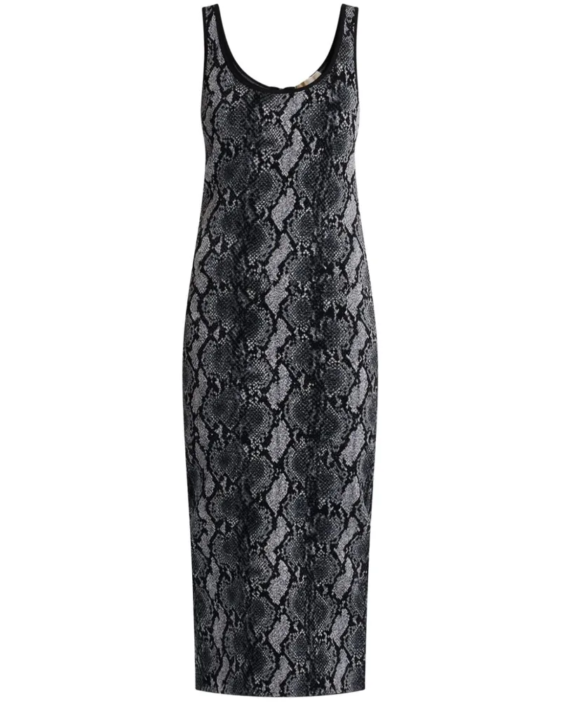 Michael Kors Georgette-Midikleid mit Schlangen-Print - Schwarz Schwarz