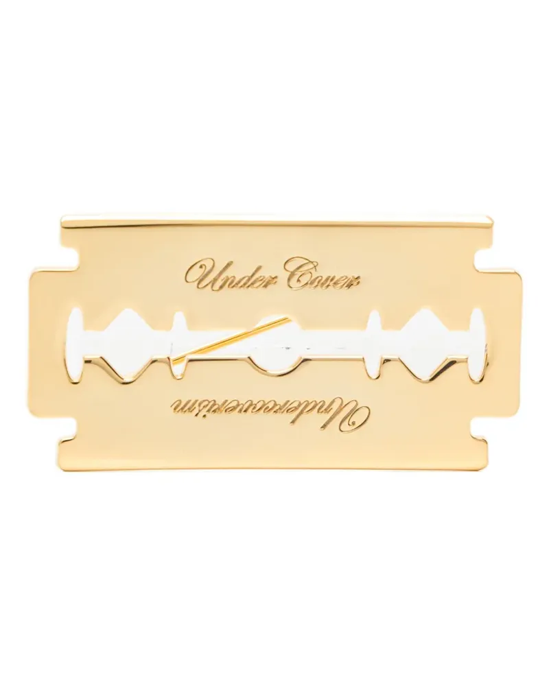 Undercover logo-debossed brooch - Gold Gold