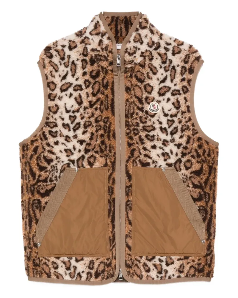 Moncler Weste mit Animal-Print - Braun Braun