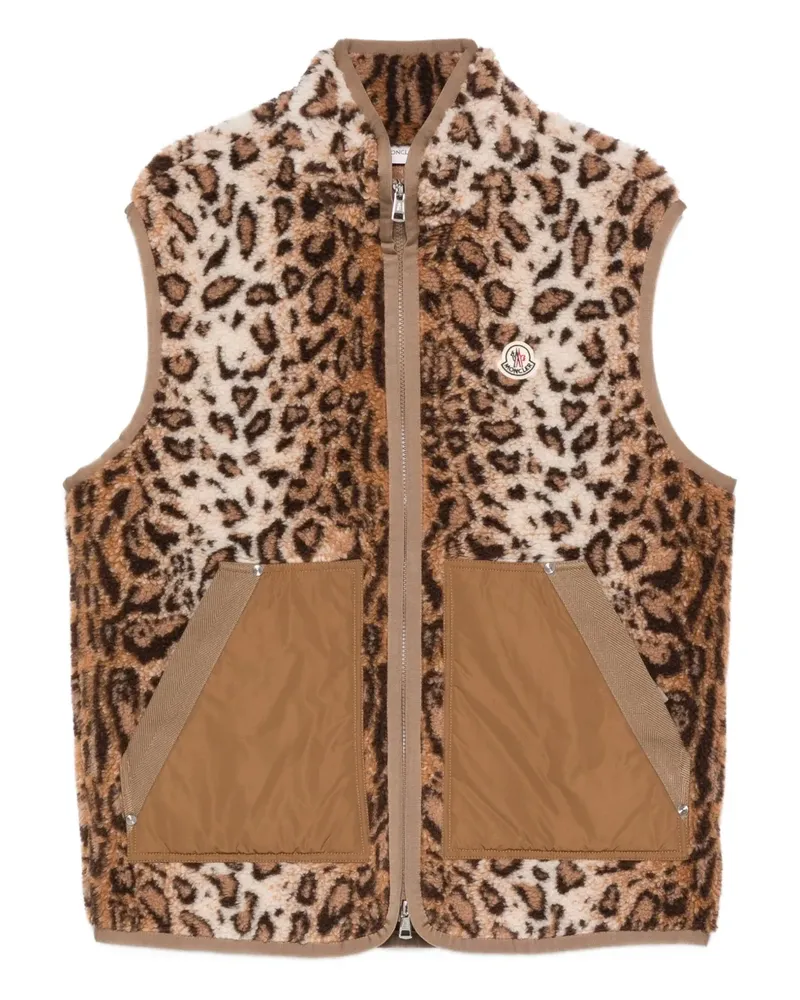 Moncler Weste mit Animal-Print - Braun Braun