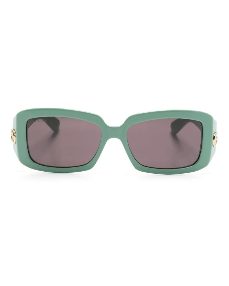 Gucci Eckige Sonnenbrille mit Logo - Grün Grün