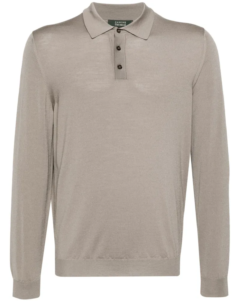 Zanone Fein gestricktes Poloshirt - Braun Braun