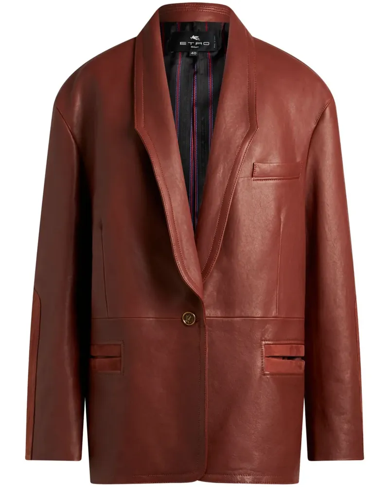 Etro Lederjacke mit Wildlederborten - Braun Braun