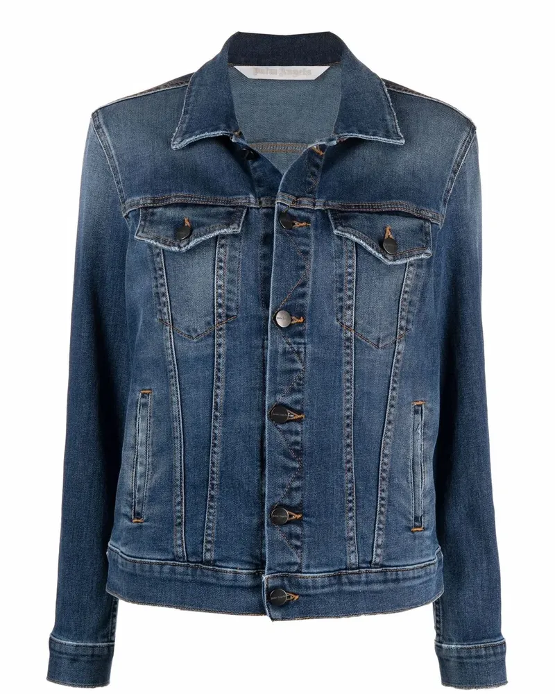 Palm Angels Jeansjacke mit Logo-Print - Blau Blau