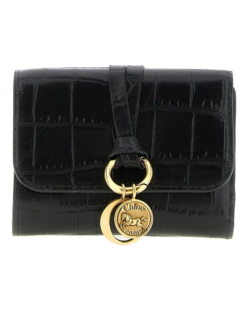 Chloé small Alphabet crocodile-effect leather wallet - Schwarz Schwarz