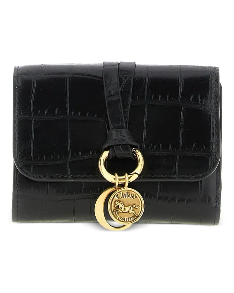 Chloé Kleines Alphabet Portemonnaie mit Kroko-Effekt - Schwarz Schwarz