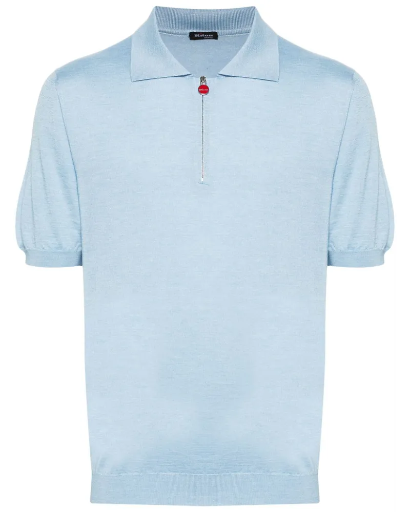 Kiton Meliertes Poloshirt aus Feinstrick - Blau Blau